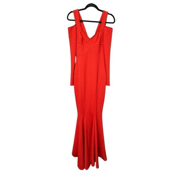 NWT Zac Posen Red Mermaid Gown Vogue Runway Dress Off Shoulder sz S (4-6) - Picture 9 of 16